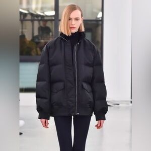 Theory Oversized Down Puffer Bomber Jacket Aero Nylon